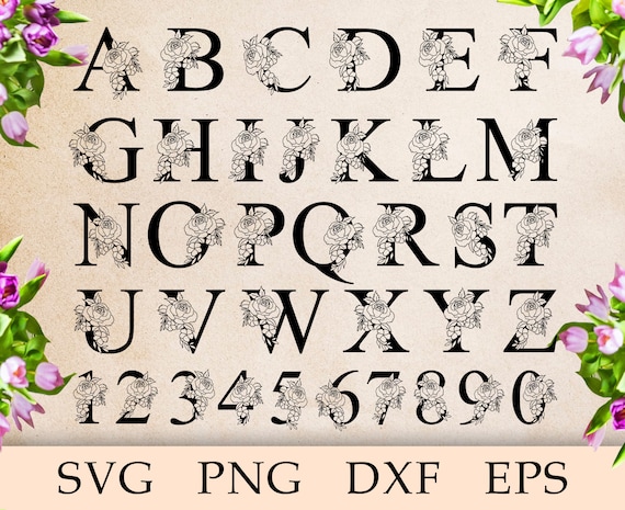 Download Floral Font Svg Botanical Alphabet Svg Flower Alphabet Svg Etsy