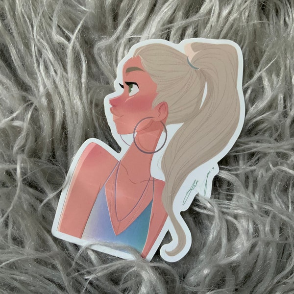 STICKER | Blonde Ponytail - leledoesdoodles Illustration - Holographic Sticker - Satin Matte