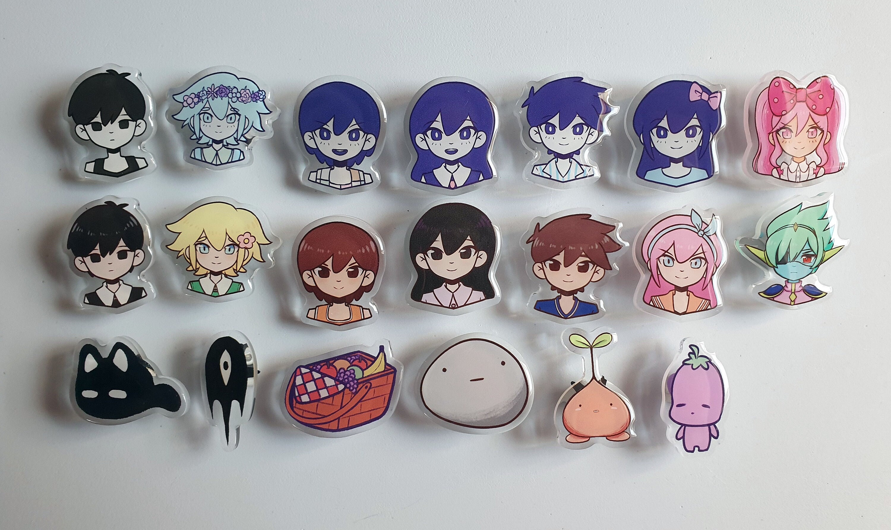 Omori Game White Space Perler Lapel Pins (or Keychain, Magnet, Sprite) 8pcs  Set