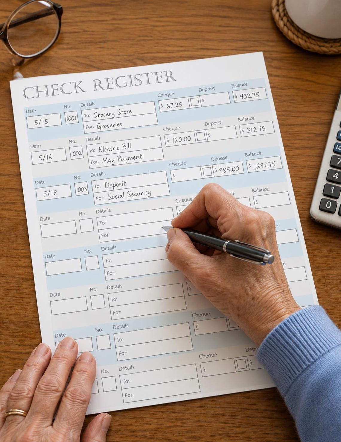 Large Print Check Register Printable | Senior Friendly Checkbook Ledger ...