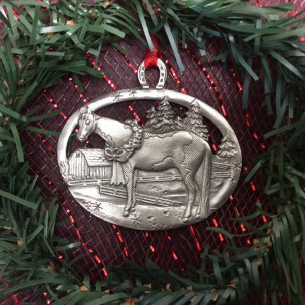 Horse Pewter Christmas Ornament - Pewter Horse ornament - Horse Decoration - Deck the Stalls Ornament - Christmas Tree Decorations