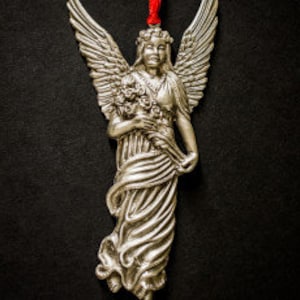 Pewter 'Angel with Flowers' Ornament