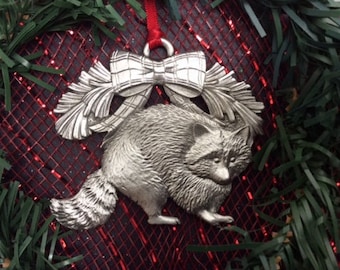 Raccoon Pewter Christmas Ornament - Raccoon Ornament - Pewter Raccoon - Raccoon Decoration - Christmas Tree Decoration