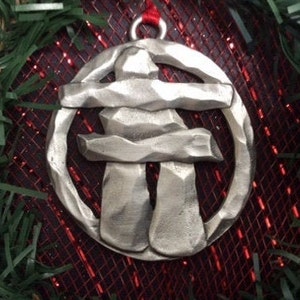 Inukshuk Pewter Christmas Ornament - Pewter Inukshuk - Inukshuk Decoration - Inuit Ornament - Christmas Tree Decorations
