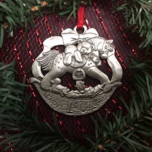 Baby's 1st Rocking Horse Pewter Christmas Ornament Baby's 1st Christmas Baby's 1st ornament Baby's First ornament Pewter Ornaments image 1