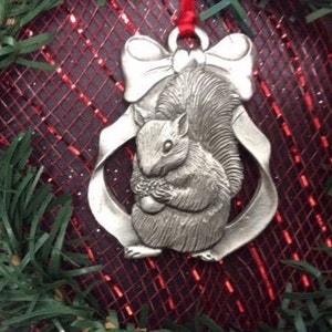 Squirrel Pewter Christmas Ornament - Pewter Squirrel - Squirrel ornament - Squirrel Decoration - Christmas Tree Decorations