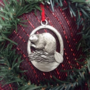 Beaver Pewter Christmas Ornament - Beaver ornament - Beaver Decoration - Christmas Tree Decorations - Beaver - Pewter Beaver