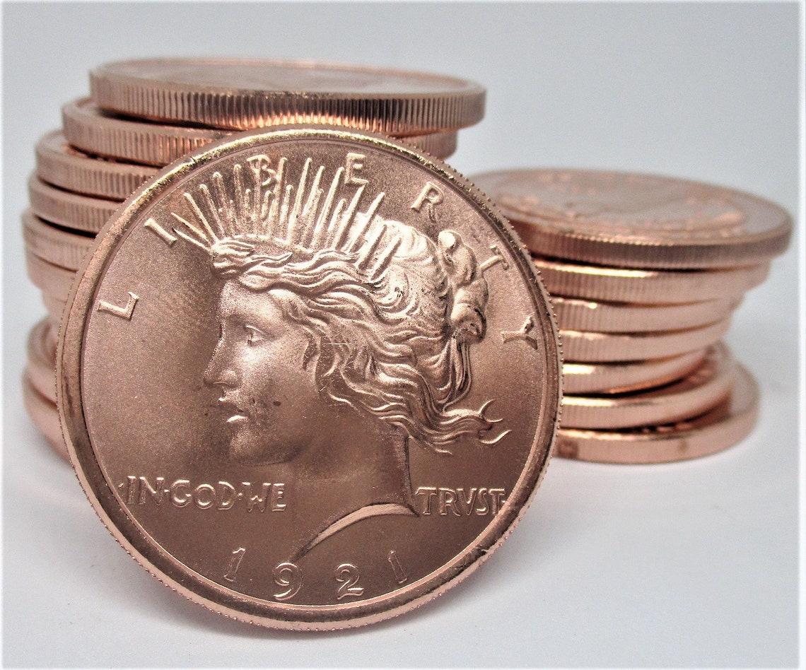 1 OZ Copper Bullion Coin 1921 Peace Dollar Design Etsy