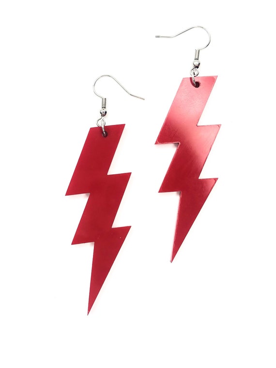 Red lightning bolt earrings deals