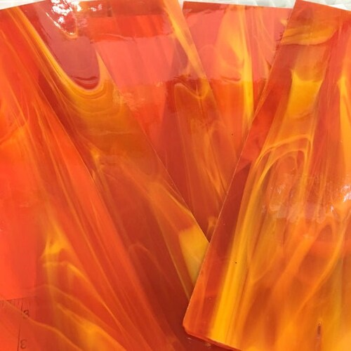Sheet Orange Wispy Translucent Glass Spectrum Stained Glass Etsy