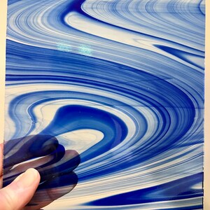 BAROQUE SWiRL BLUE & CLEAR Glass Stained Glass C08 image 2