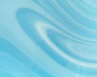 Opal Art Sky Turquoise Blue & White Stained Glass Sheet #611