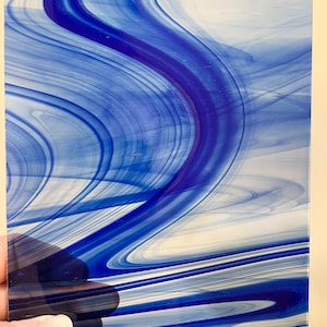 BAROQUE SWiRL BLUE & CLEAR Glass Stained Glass C08 image 1