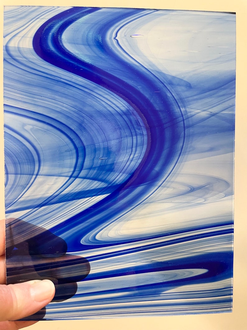 BAROQUE SWiRL BLUE & CLEAR Glass Stained Glass C08 image 1