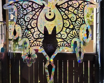 Stained glass bat window cling