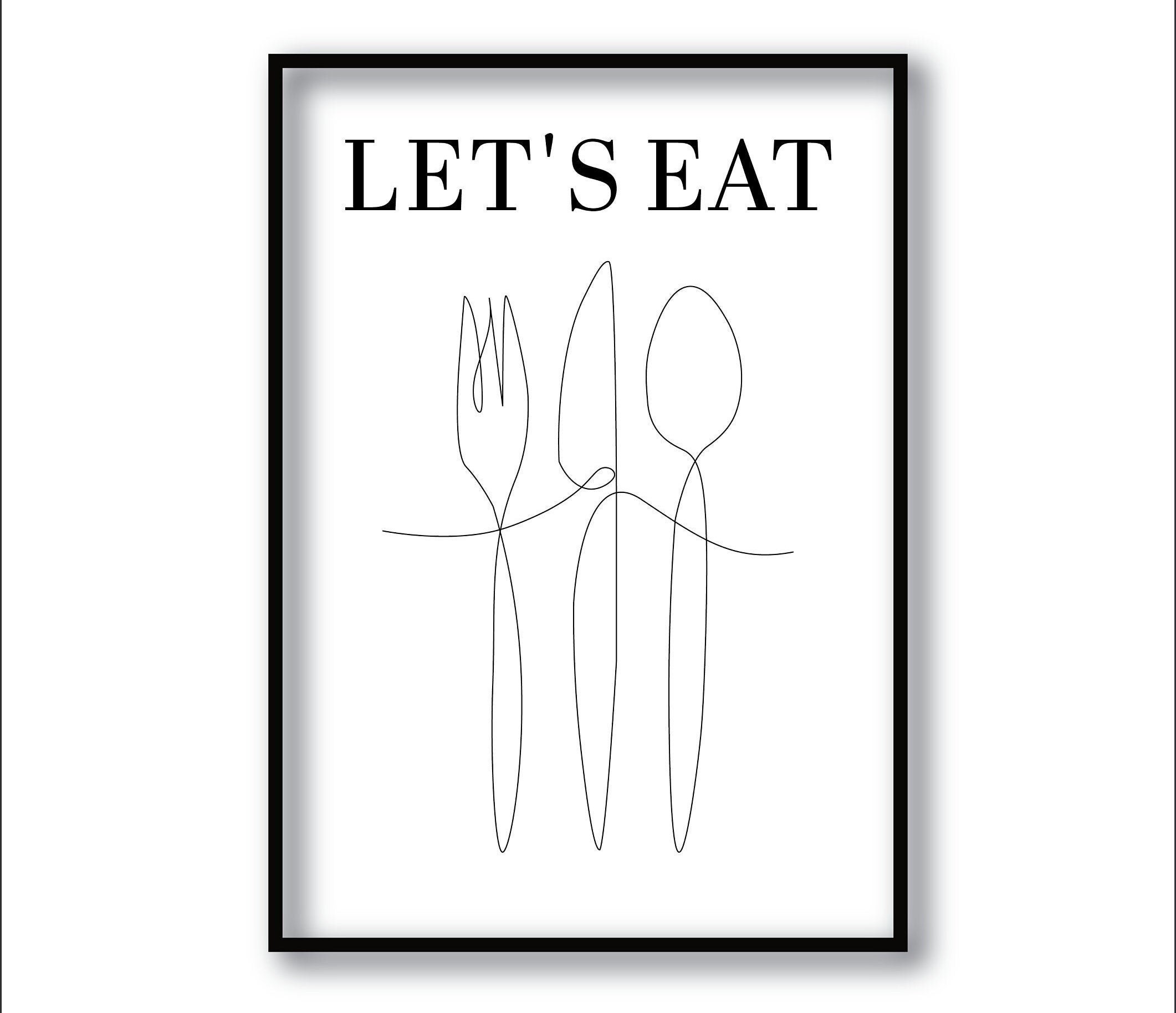 Vamos a comer decoración de la cocina impresión de línea | Etsy