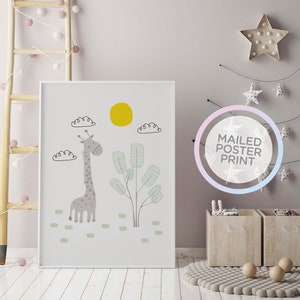 Standing Giraffe Napping Baby Room Animal Poster, Nursery Poster, Baby Poster, Nursery Printed Art, Nursery Decor, Wall Hanging