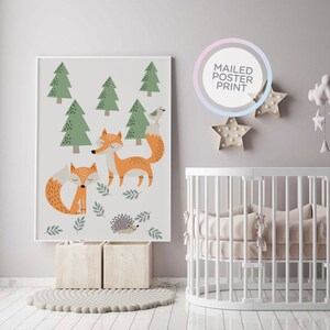 Die gerissenen Füchse und Igel Babyzimmer Tier Poster, Kinderzimmer Poster, Baby Poster, Kinderzimmer Druck Kunst, Kinderzimmer Dekor, Wandbehang