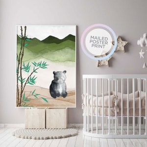 Pandas im Bambuswald Aquarell Babyzimmer Poster, Kinderzimmer Poster, Kinderzimmer Print Art, Kinderzimmer Dekor, Wandbehang
