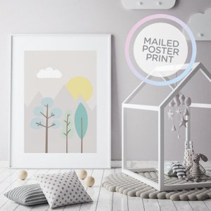 Bäume und Berge Ansicht Babyzimmer Poster, Kinderzimmer Poster, Baby Poster, Kinderzimmer DruckKunst, Kinderzimmer Dekor, Wandbehang