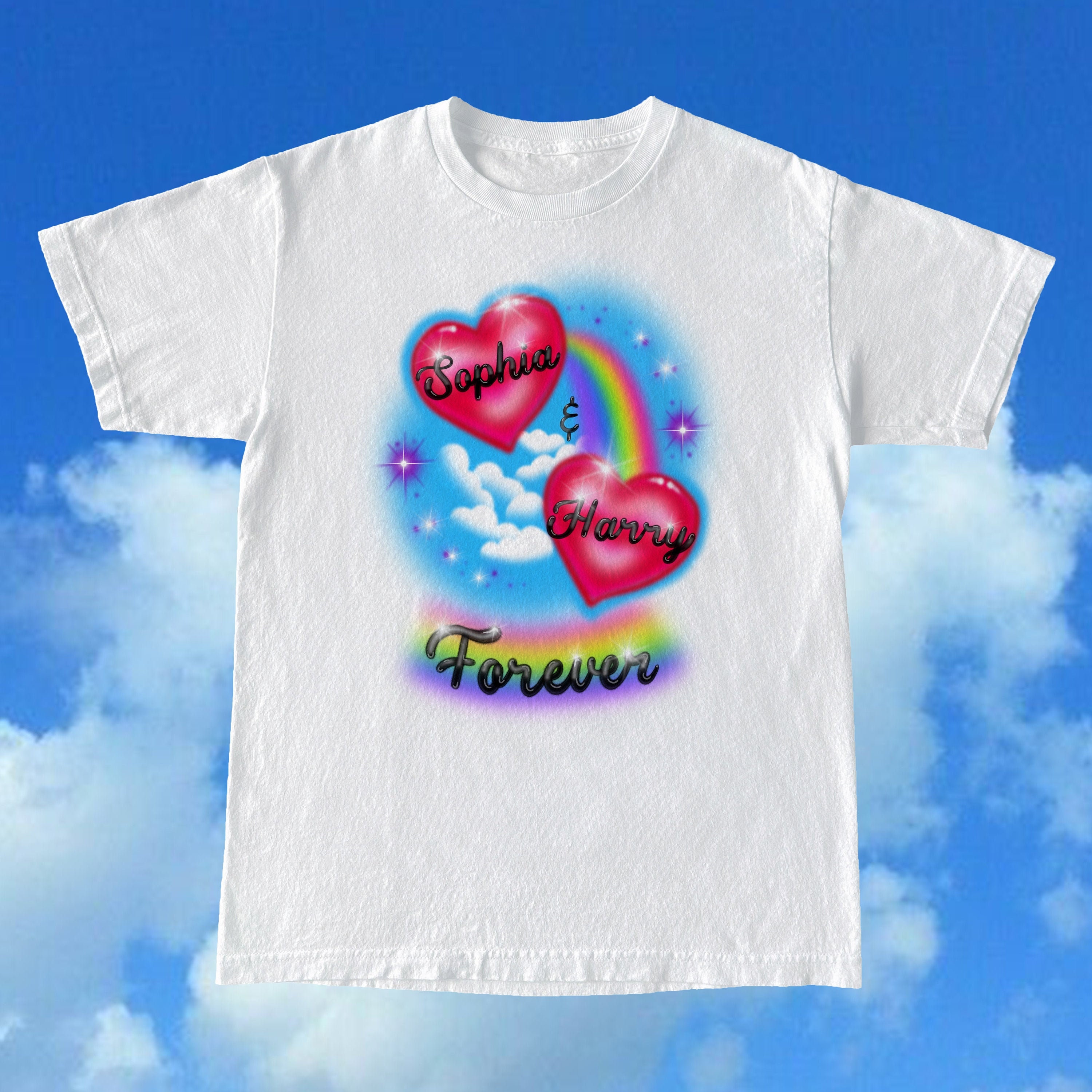 Personalized Couples Airbrush Style TShirt 90's TShirt Etsy