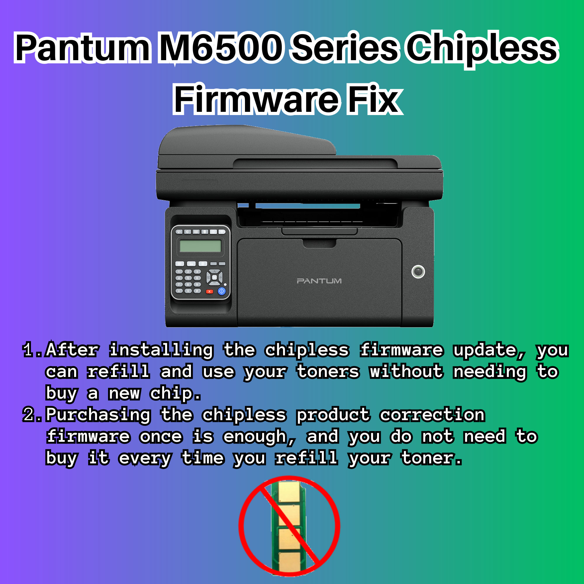 Pantum M6500 M6550nw M6559nw Chipless Firmware Fix - Etsy