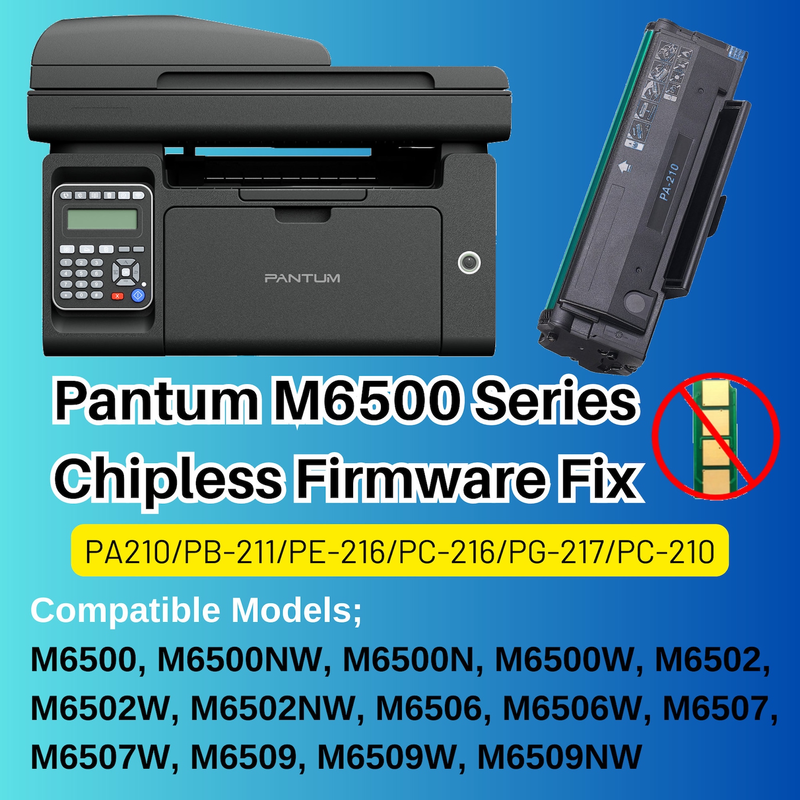 Pantum M6500 M6550nw M6559nw Chipless Firmware Fix - Etsy