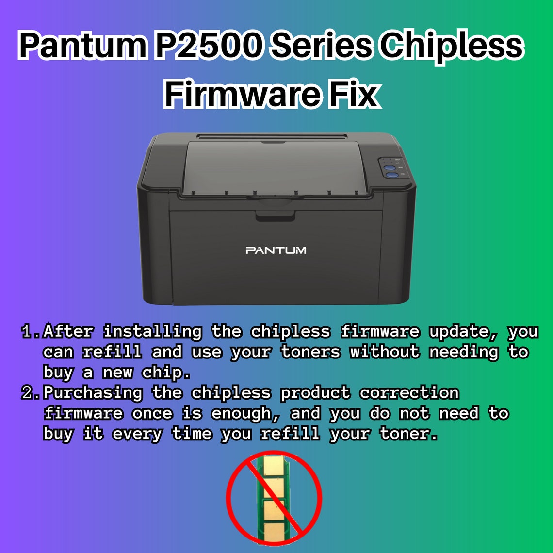 Pantum P2500 P2500W Series Chipless Firmware Fix - Etsy
