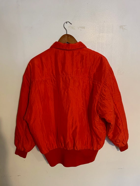 Vintage 80s 100% red silk bomber jacket warm and … - image 3