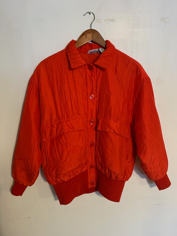 Vintage 80s 100% red silk bomber jacket warm and l