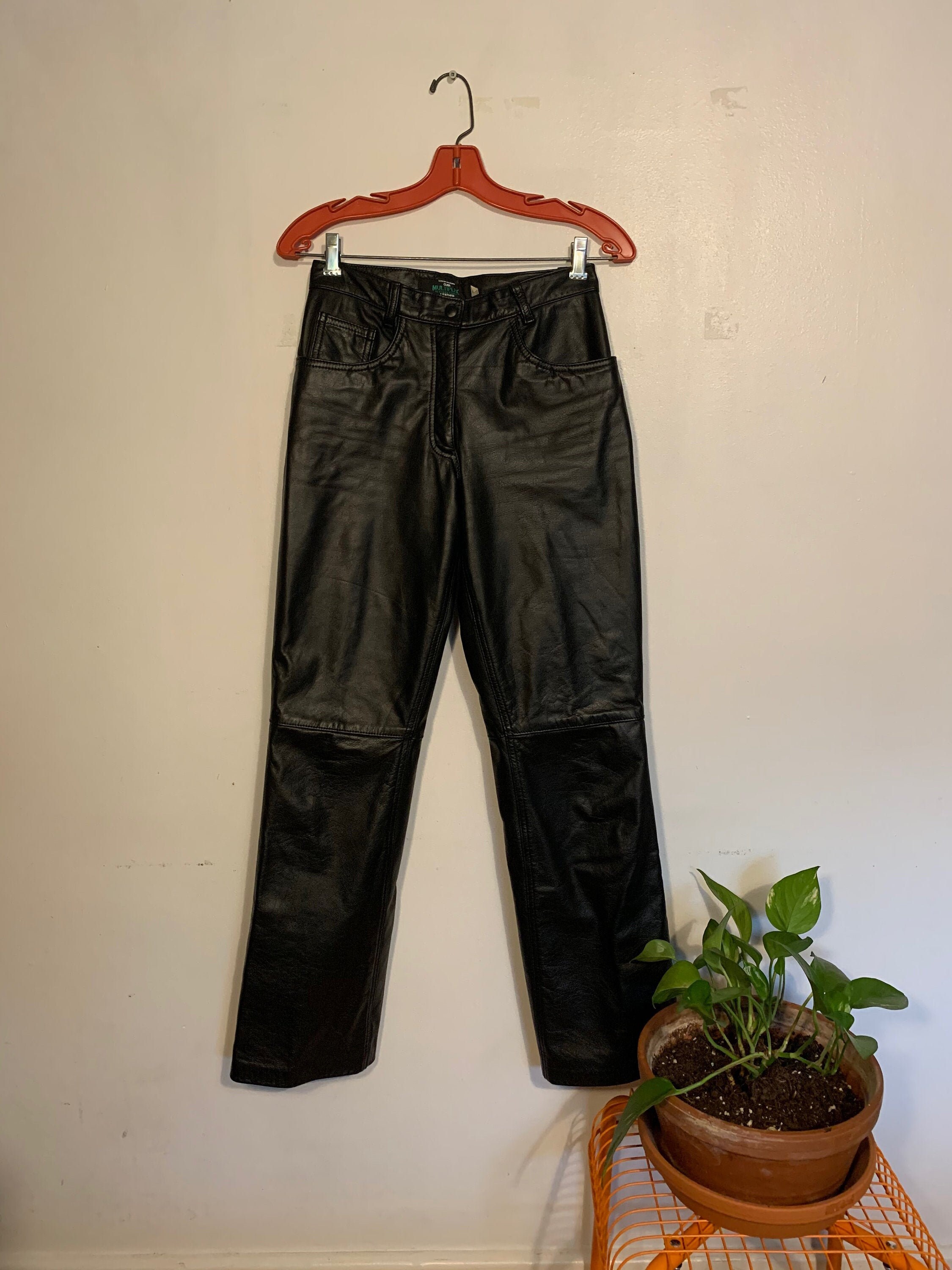 Vintage 90s Black Leather Straight Leg 