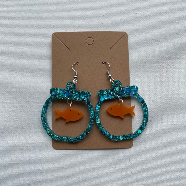 Fish Bowl Earrings | Fish Earrings | Quirky Earrings | Goldfish Earrings