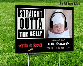 Hip Hop Nieuwe Baby Yard Teken, Yard Stork Teken, Quarantaine tuin teken, Baby Birth Announcement Lawn Signs, Het is een meisje, Het is een jongen