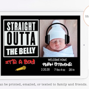 Hip Hop Baby Birth Announcement, New Baby, Stork, Quarantine baby Birth Announcement, It&#39;s a Girl, It&#39;s a Boy