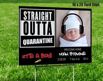 Quarantaine Baby Yard Sign Design, Yard Stork Sign Design, Hip hop, yard sign Design, Birth Announcement Lawn Signs, It's a Girl, It's a Boy