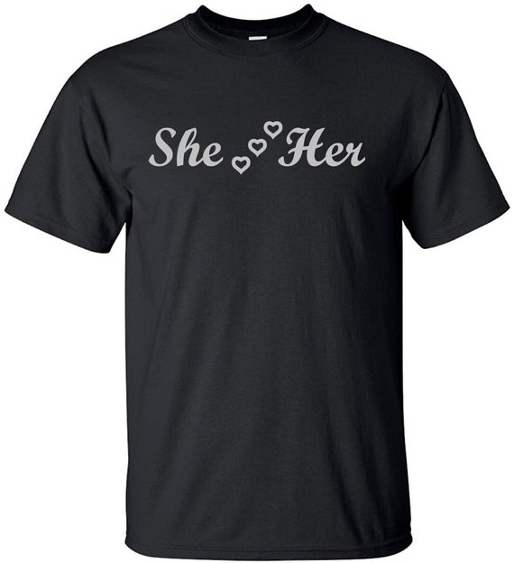 Pronoun With Hearts T-shirt She Her They Them He Him | Etsy