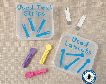 Diabetic Used Test Strips or Lancet Storage Small Container for Handbag/Pocket or Bag (Various Colours Available) Type 1 Diabetic | Diabetes