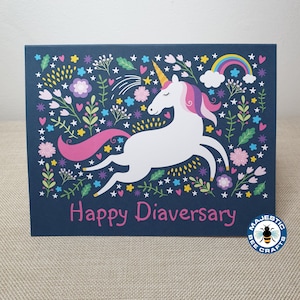 Happy Diaversary Card - Unicorn Design | Type 1 Diabetes | Diabetic Anniversary | Diabetes Gift | Diabetes Anniversary | Diaversary Card