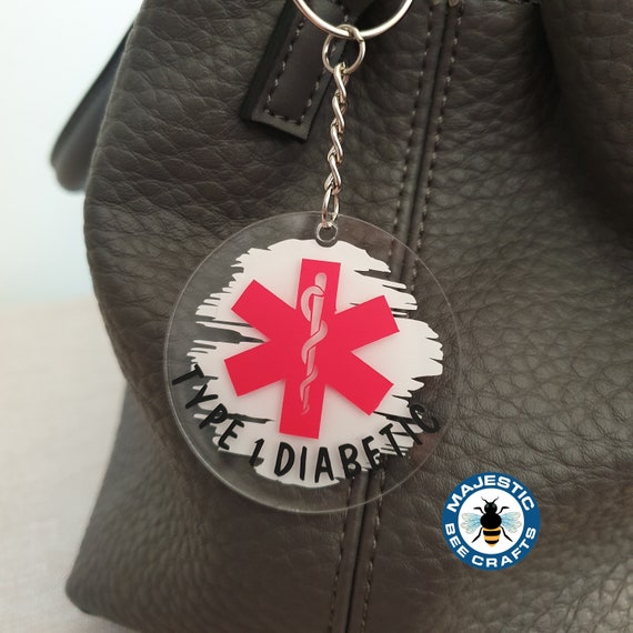 Type Diabetic or Type Medical Alert Symbol Keyring Bag