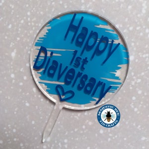 Décorations pour cupcakes en acrylique Happy Diaversary (différentes couleurs) | Gâteau Diaversary | Diabète de type 1 | DT1 | Diabétique | Anniversaire du diabète