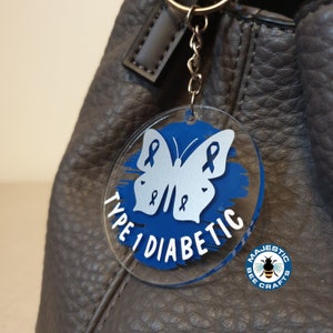 Type 1 Diabetic Butterfly Keyring / Bag Charm | Diabetes | Type 1 Diabetes | T1D | Diabetes Kit | Diabetes Awareness | Type 1 Alert