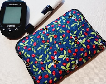 Diabetes Blood Glucose Meter Case Bees | Type 1 Diabetes | Type 2 Diabetes | Diabetes Bag | Diabetic | Diabetes Storage | T1D Supplies
