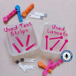 Diabetic Used Test Strips or Lancet Storage Small Container for Handbag/Pocket or Bag (Various Colours Available) Type 1 Diabetic | Diabetes