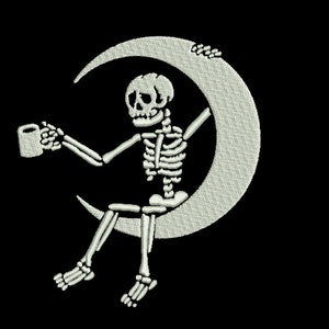 skeleton on moon embroidery file