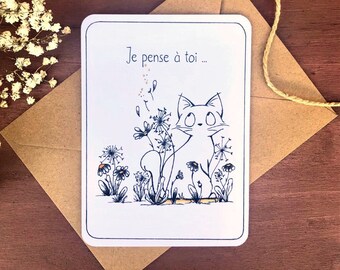Je Pense A Toi Carte Etsy