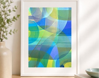 Original Abstract Acrylic Painting A3 "Tide", Hand Painted, One of a Kind, Ready to Frame, Sydney Artist, Scrape Method Wall Art