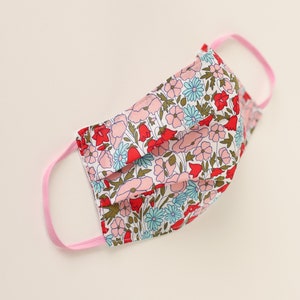 Liberty Poppy & Daisy - Pink - Wiederverwendbare Waschbare 100% Baumwolle Gesichtsmaske - Made in the UK