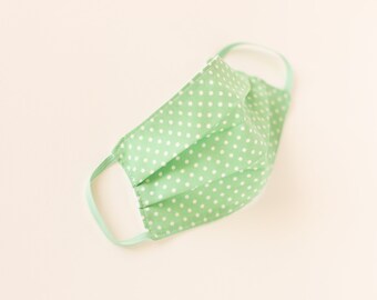Reusable Washable 100% Cotton Face Mask - Mint Green Dot - Made in the UK