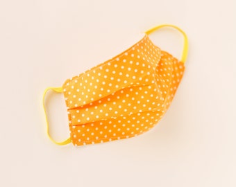 Yellow Spot - Reusable Washable 100% Cotton Face Mask - Yellow Dot - Made in the UK