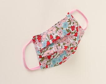 Liberty Poppy & Daisy - Pink - Reusable Washable 100% Cotton Face Mask - Made in the UK